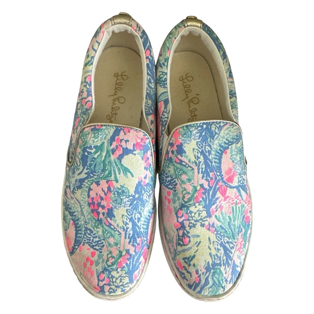 Lilly Pulitzer, Julie Sneaker Slip On Aqua La Vista Size 7